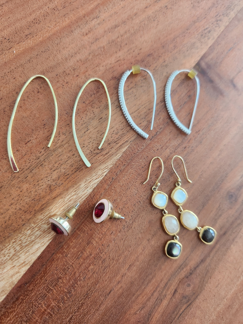 Mixed Gold & Silver Women's Earring Set - Four Pairs